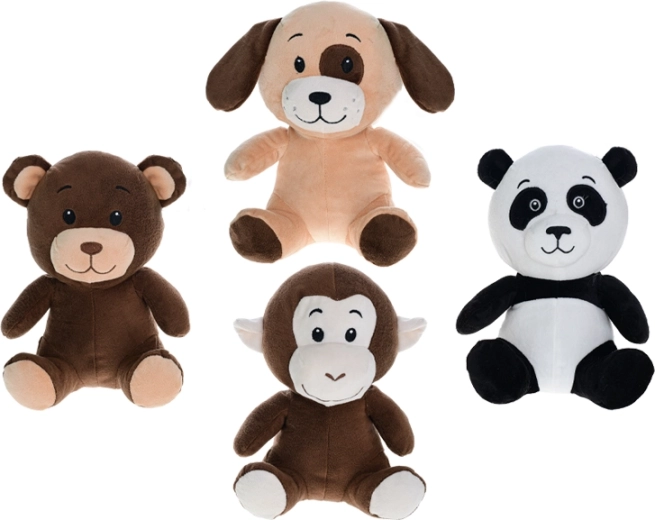 Animaletti di peluche 25 cm – orso seduto, panda, cane e scimmia
