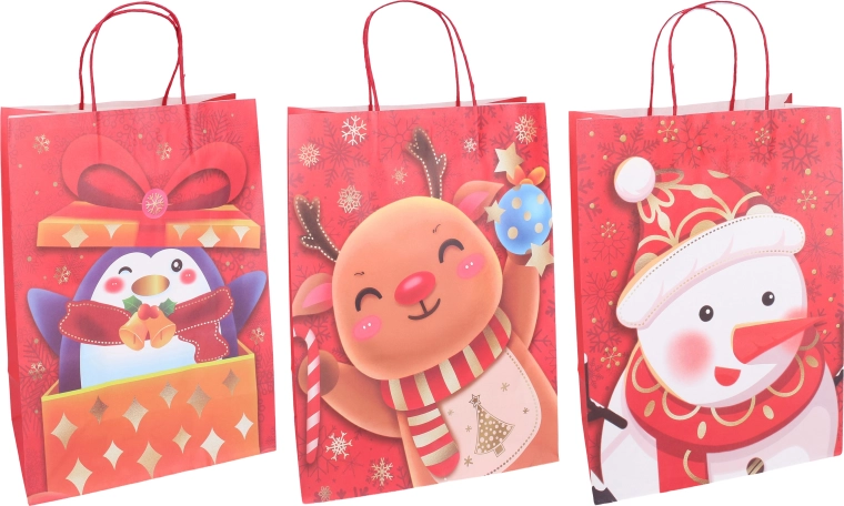 Borsa regalo natalizia M 26 × 33 × 12 cm - 1 pezzo