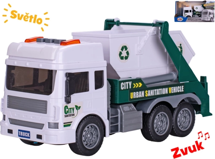 Camion della spazzatura con meccanismo a inerzia e container 28 cm