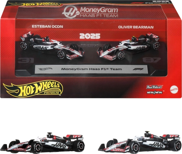 Hot Wheels Premium Formula 1 MoneyGram Haas set di 2 modelli metallici F1 Ocon e Bearman