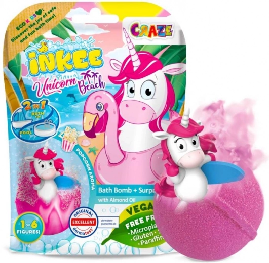 INKEE bomba frizzante da bagno con sorpresa – unicorno da spiaggia