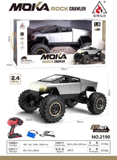 Veicolo fuoristrada radiocomandato Rock Crawler Truck argento 1:8