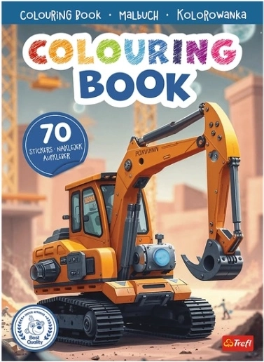 Coloring book con macchine da cantiere e adesivi