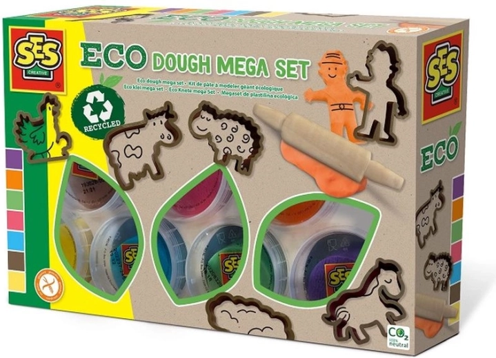 SES Creative Pasta da modellare ecologica – mega set 7 colori con formine