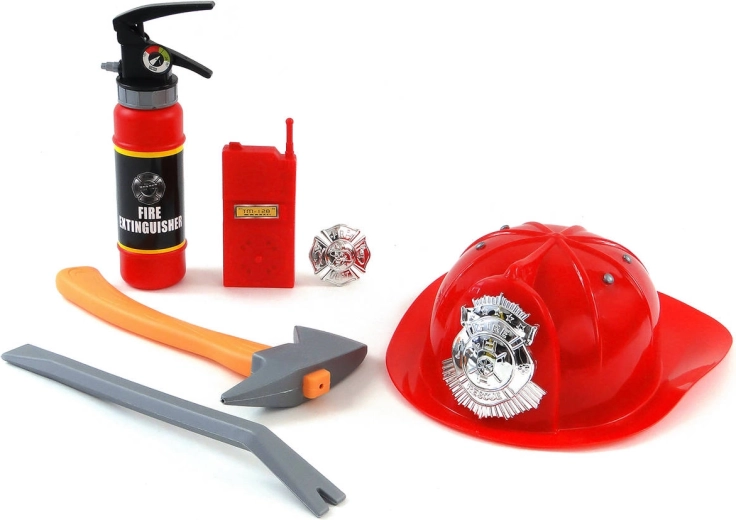 Set da pompiere per bambini con estintore funzionante che spruzza acqua e casco