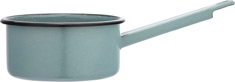 Rondel smaltato con manico 1 l verde salvia con decoro a pois