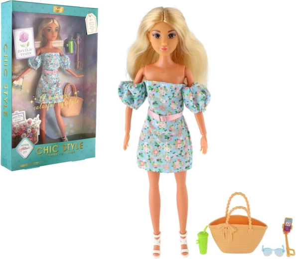 Bambola Anlily con giunti in abito floreale con accessori 30 cm