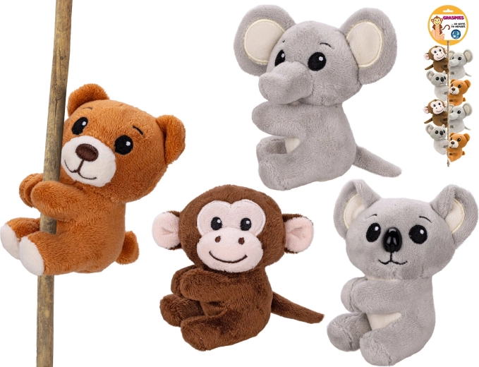 Peluche animaletto safari con clip 8 cm