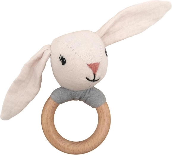 Mealini sonaglio con anello in legno con coniglietto Hugo