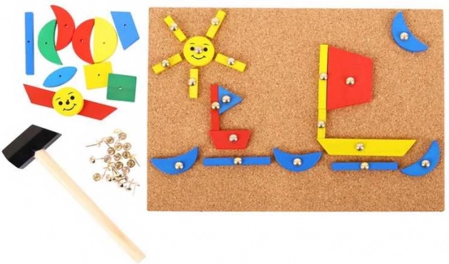 bigjigs toys set da martellare creativo con pannello in sughero