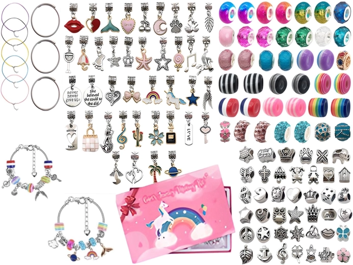 Set per creare gioielli e braccialetti con ciondoli e perline mix