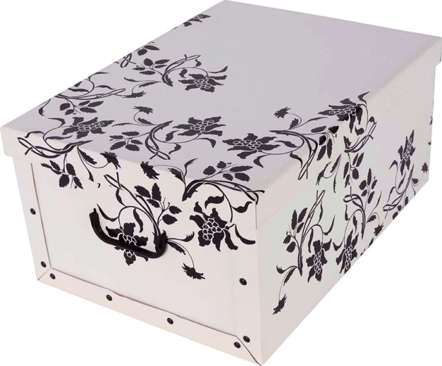 Scatole di archiviazione in cartone Miss Space maxi fiori barocchi bianchi