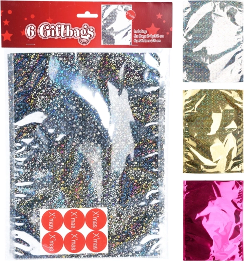 Sacchetti regalo in cellophane con adesivi 32 × 24 cm, mix di colori (6+6 pz)