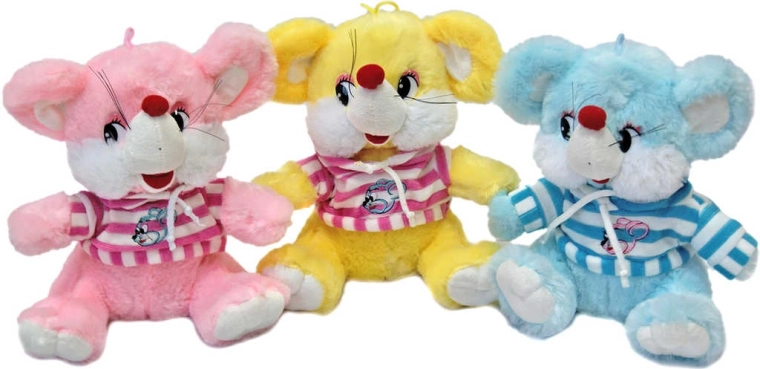 Topolino di peluche con maglietta a righe 36 cm - 1 pezzo