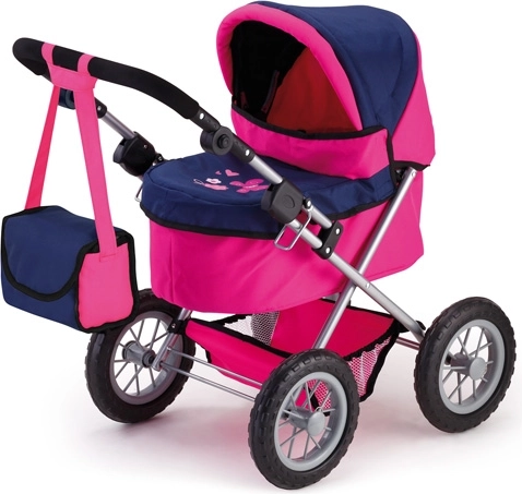Carrozzina profonda per bambole Bayer Trendy rosa-blu scuro per bambini - 1 pezzo