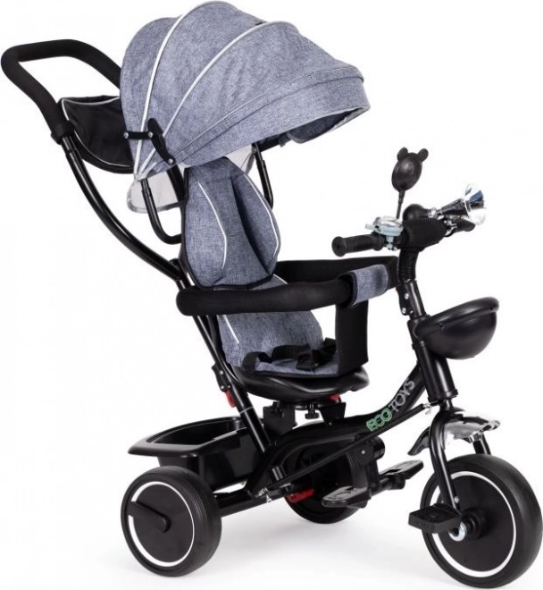 Triciclo per bambini con sedile girevole e tettoia ECOTOYS grigio