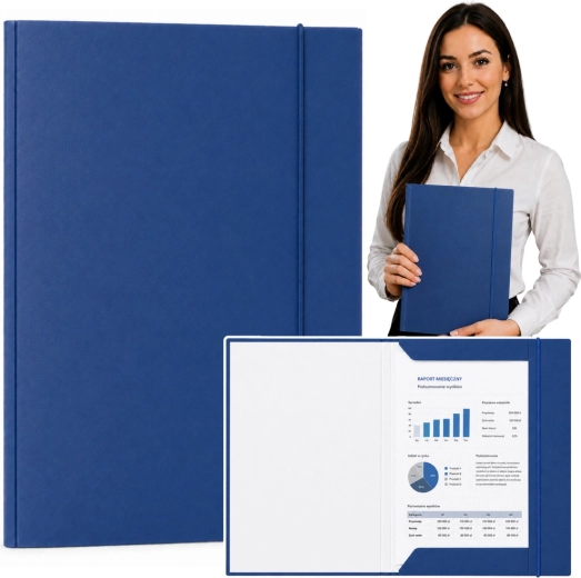 Cartellina in cartone verniciato con elastico A4 blu 300 g/m² - 1 pezzo