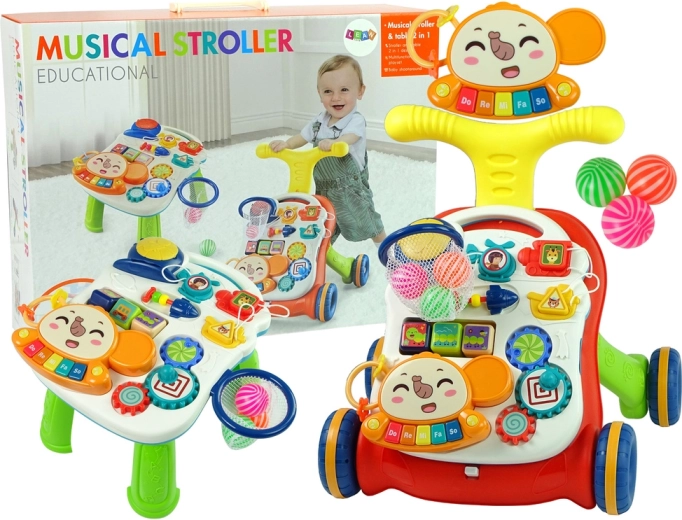 Girello interattivo e tavolino educativo 2 in 1 – rosso