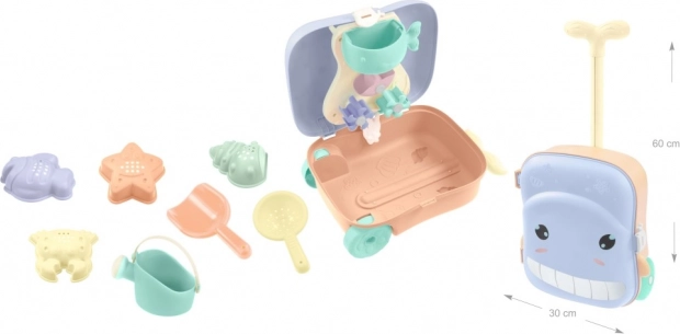 Valigetta con ruote e set da sabbia con mulino ad acqua