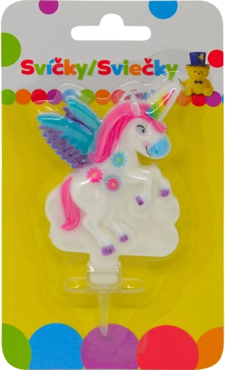 Candela di compleanno con unicorno e supporto
