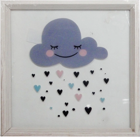 Quadro con nuvoletta sorridente 30 × 30 cm con cornice