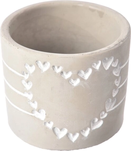 Vaso in cemento a forma di cuore grigio