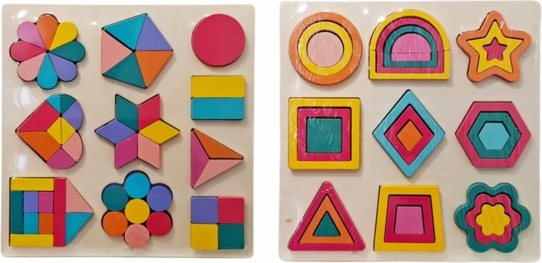 Inserto educativo in legno con forme colorate - 1 pezzo