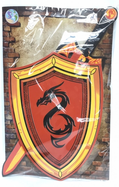 Spada e scudo in schiuma con motivo drago