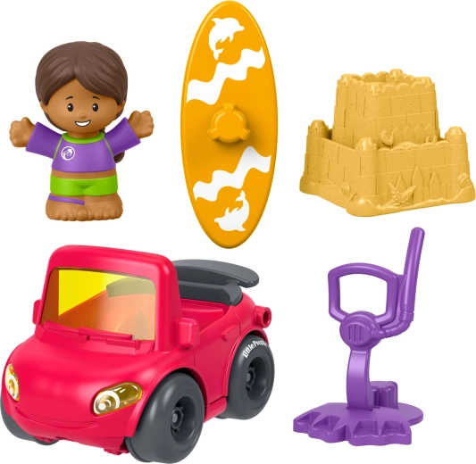 Fisher-Price Little People set con macchinina, personaggio e accessori – una giornata in spiaggia