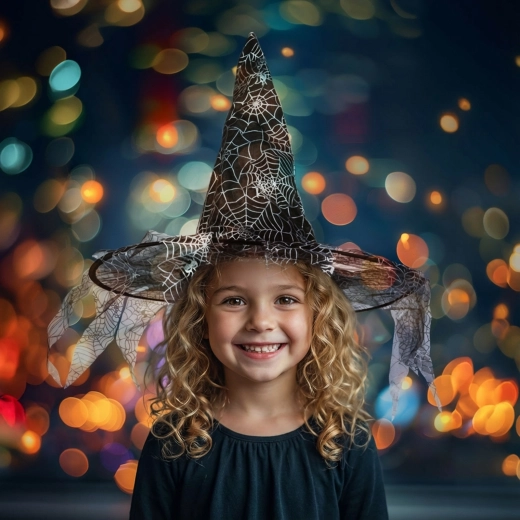 Cappello da strega nero con ragnatela