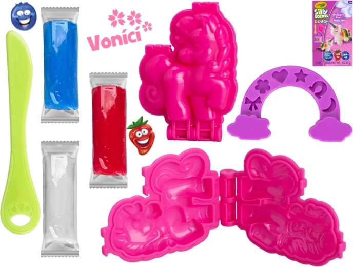 Crayola pasta modellabile profumata con unicorno, set 3×28 g