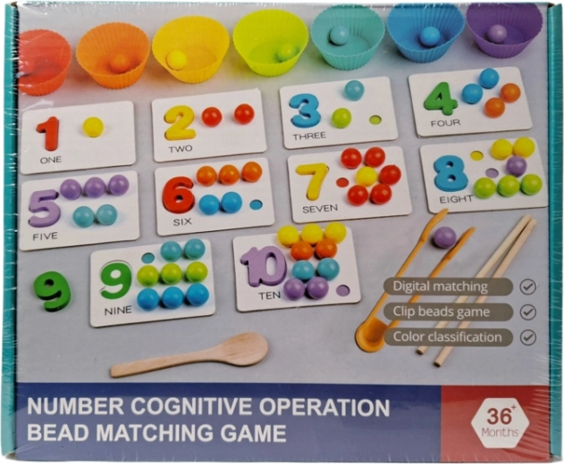 Gioco educativo in legno – abbinamento di perline e numeri