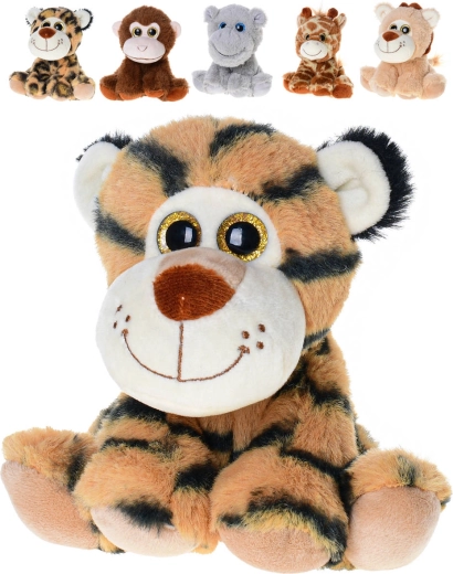 Peluche animale safari seduto 14 cm con occhi scintillanti - 1 pezzo
