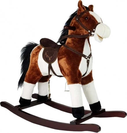 Cavallo a dondolo marrone scuro con suoni e movimenti