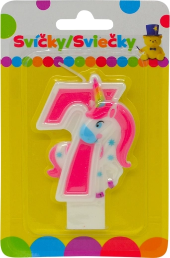 Candela di compleanno con unicorno – numero 7