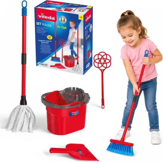 Vileda for kids set di pulizia per bambini con mocio, secchio e scopa