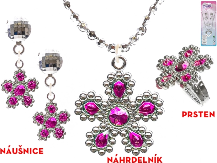 Set scintillante di gioielli per bambine – collana e orecchini (cuore o fiore)