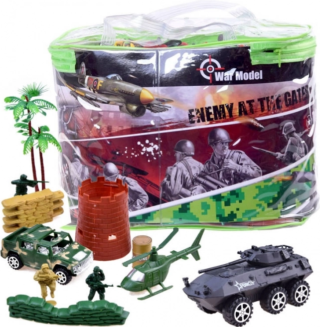 Grande set di giocattoli militari con carri armati e soldatini