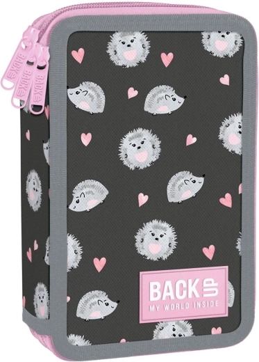 Astuccio scolastico a tre scomparti con accessori BackUP Ricci dolci