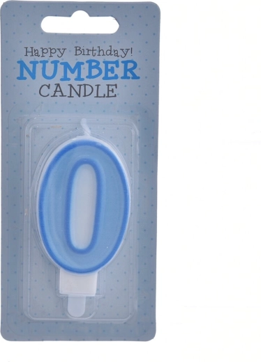 Candelina per torta numero 0 blu 7 cm