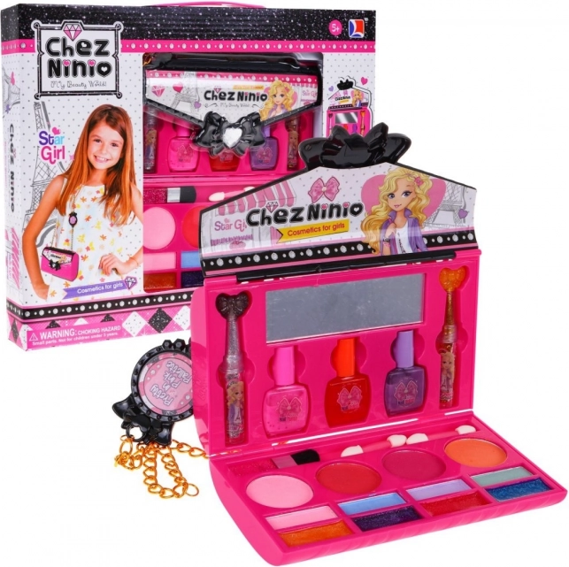 CHEZ NINIO set trucco per bambini in borsetta rosa 5+