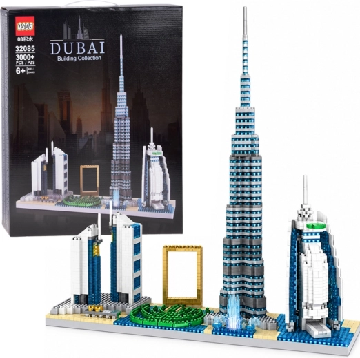 Set da costruzione del panorama di Dubai con edifici famosi, 3.000 pezzi