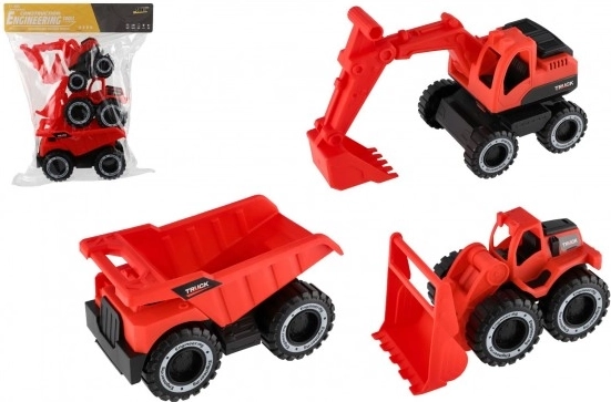 Set di camioncini da costruzione 3 pz plastica 15–19 cm a ruota libera