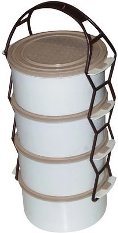 Portavivande in plastica 4× 1,0 l con manico di collegamento