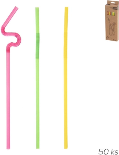 Cannucce di plastica riutilizzabili 24 cm con snodo lungo, mix di colori, 50 pz