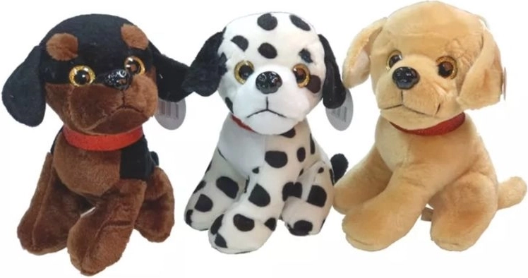 Cagnolino di peluche con collare rosso 30 cm