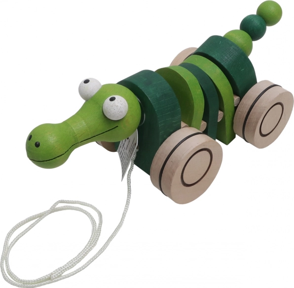 Giocattolo di legno da traino Coccodrillo