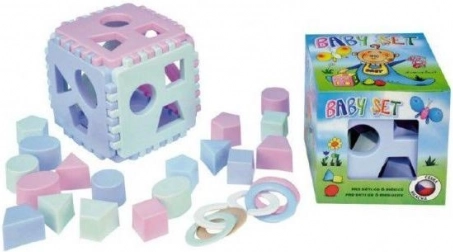 Set per bambini con cubo ad incastri e anelli sonagli