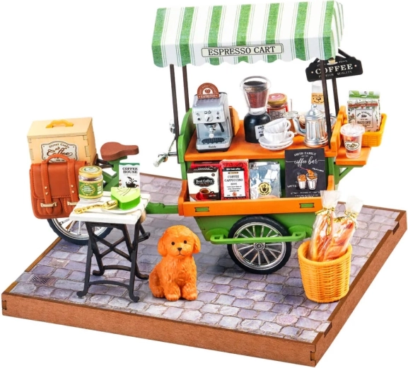 RoboTime puzzle 3D in legno – carrello del caffè