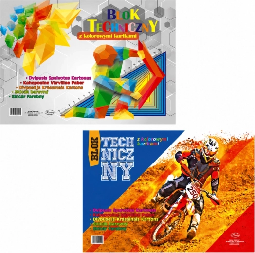 Blocco tecnico colorato Protos A3, 8 fogli, 120 g/m²